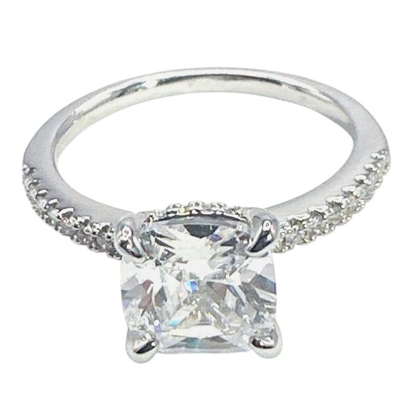 wedding ring Jewelry - Womens Silver-Plated Brass Ring With Cubic Zirconia For Engagement & Anniversary